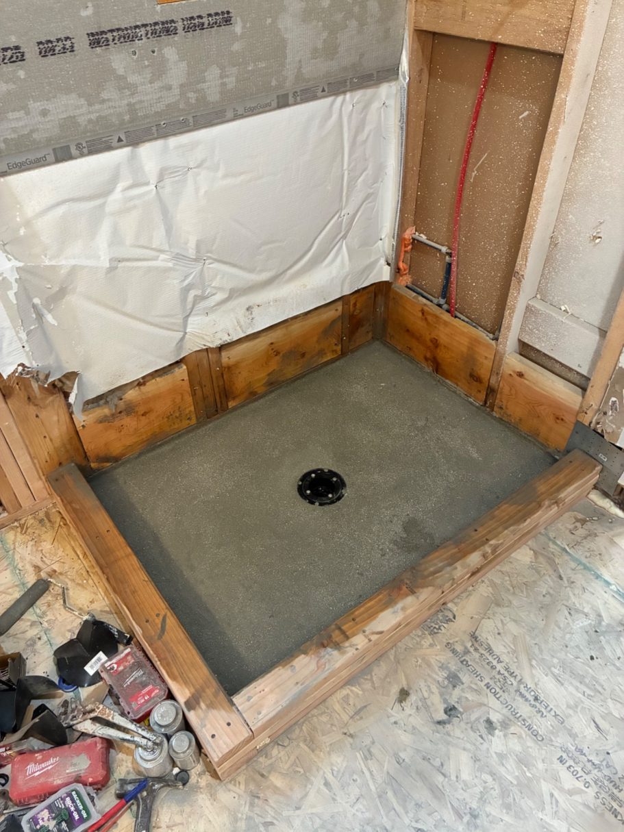 New shower pan Complete Bathroom Remodel