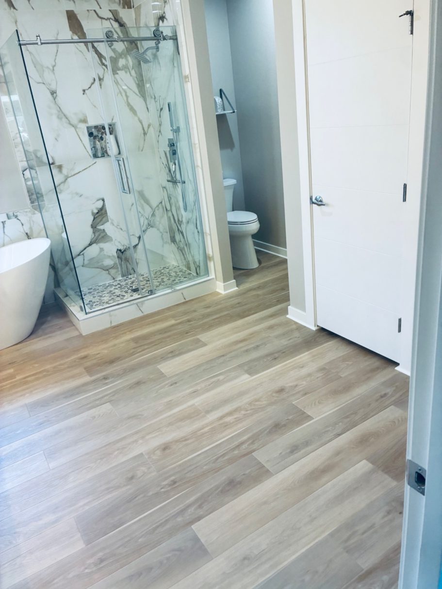 New baseboards that elevate the look. Complete Bathroom Remodel