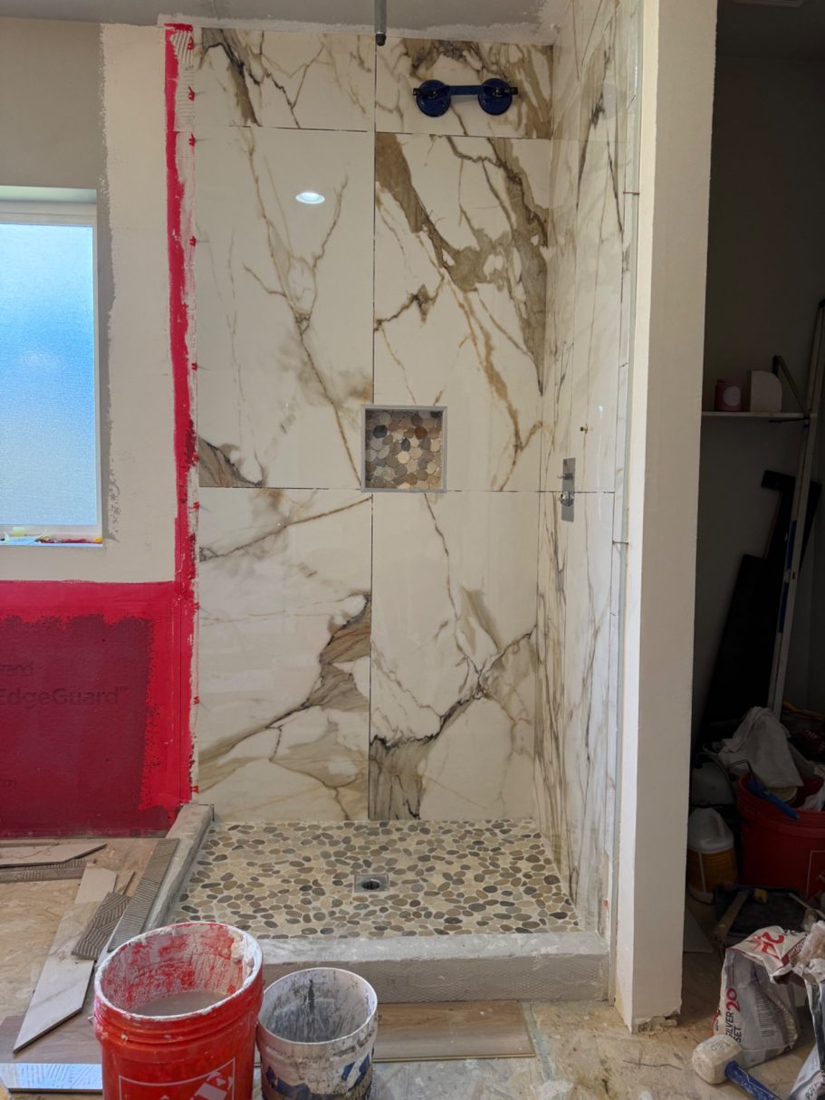 Shower floor and niche Complete Bathroom Remodel