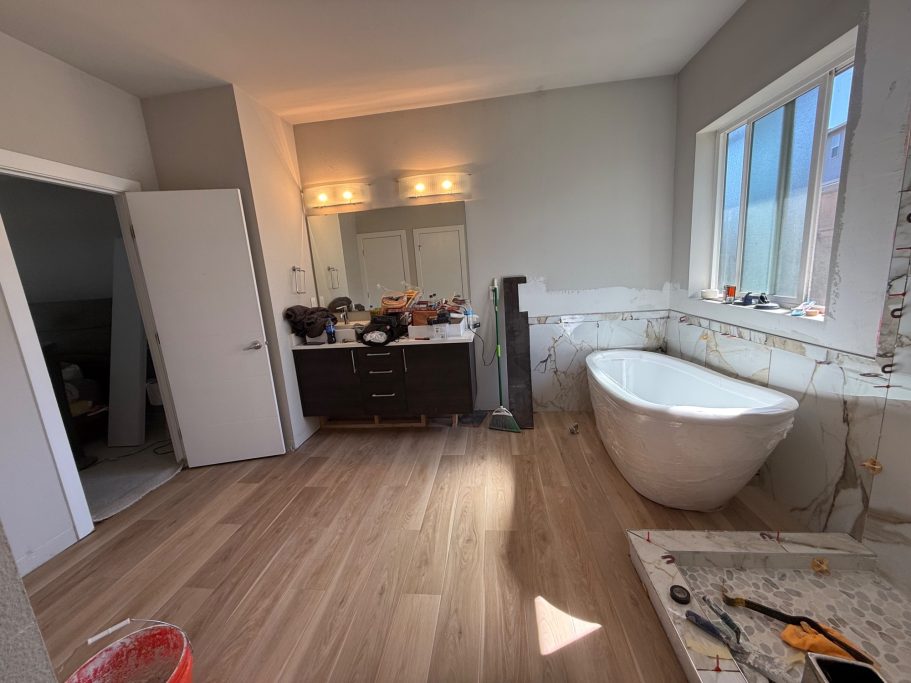 The tub is ready for installation Complete Bathroom Remodel